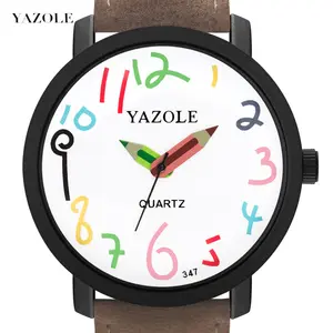 YAZOLE 347 quadrante grande cornice nera Trendy Rainbow Pencil Couple Watch orologio al quarzo