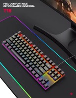 Clavier mécanique filaire USB OEM T-WOLF T18 avec rétroéclairage RGB, 87 touches TKL pour ordinateur de bureau, joueur, Teclado Gamer