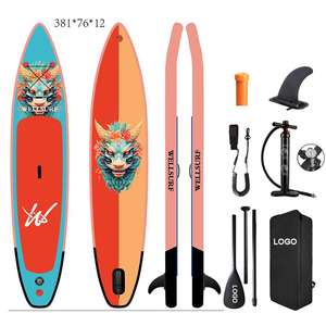 เรซซิ่งซัพบอร์ด 12'6/381ซม. ดรอปสติทช์ เรซซิ่งซัพบอร์ด พายแบบเป่าลม พร้อมครีบ US Race Fin ลายพรางสีเหลืองเทา 12'6 Supb - Product Image 5