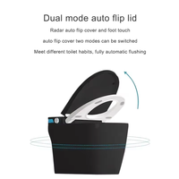 WC intelligent automatique avec bidet intégré, chasse d'eau, siège chauffant thermostatique, télécommande, design moderne noir monobloc, siphon en S