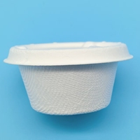 Bol jetable compostable en bagasse de canne à sucre avec couvercle, biodégradable, pour salade, soupe, plats à emporter