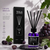 Diffuseur de parfum d'ambiance de luxe en verre rond de 130 ml avec bâtonnets en rotin, coffret cadeau pour chambre à coucher