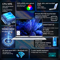 Nuovo Laptop 14 Pollici 16:9 1920x1200 IPS Touch Screen, Intel N95 Quad-Core 1.7GHz, 512GB SSD, DDR4, Windows 11, 60Hz, per Studenti