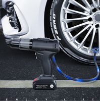 Aspirateur de voiture puissant 4 en 1 Compresseur d'air de voiture Jauge de pression des pneus Aspirateur sans fil pour voiture avec lumière LED