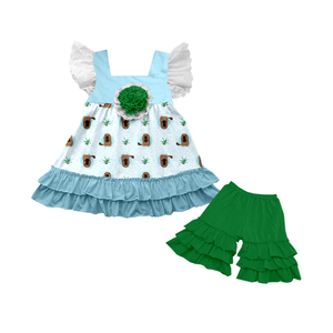 Milk Silk Toddler Girls Capybara Print Outfit Set <b>Long</b> <b>Sleeve</b> <b>Dress</b> & Ruffle Pants Shorts Set Kids Girls Cute Clothing - Product Image 1