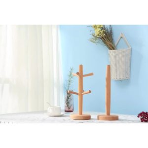Porte-gobelets en bois de hêtre, petit support pour serviettes en papier de cuisine, organisateur de tasses à café pour salon - Product Image 1