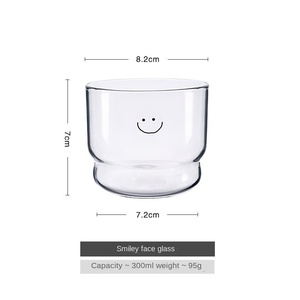 Carino tazza di vetro isolante con faccia sorridente semplice colazione a microonde riscaldamento caffè/tazza di latte resistente al calore bicchieri - Product Image 6