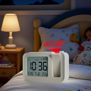 Réveil de table électronique moderne <span class=keywords><strong>Projection</strong></span> de l'heure Projecteur numérique Rétro-éclairage Snooze pour la température - Product Image 3