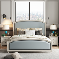 Lit de Luxe Crème Style Européen Moderne, Lit Double 2m en Bois Massif Américain, Lit de Princesse pour Chambre Parentale