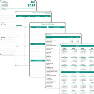 Venta caliente Diario de tapa dura Impresión A5 útiles escolares cuadernos Planificador semanal mensual Cuadernos