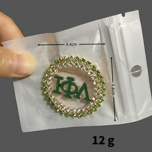 ファッションツートンラインストーンIota Phi LambdaブローチダークグリーンエナメルIPLギリシャのソロリティジュエリーラペルピン1929シスターリーラブ - Product Image 2