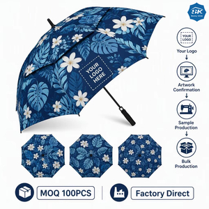 Parapluie de golf robuste à tige droite, imprimé sur mesure avec logo, protection UV intégrale, résistant au vent, idéal pour les tournois d'affaires - Product Image 1