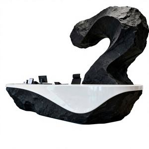 Mostrador de Recepción Extensible Orgánico Premium con Geometría de Onda Suave para Hoteles Modernos, Oficinas y Centros Comerciales - Product Image 1