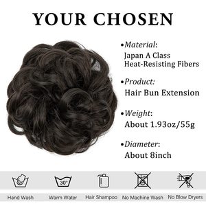 Grande pièce de cheveux pour chignon désordonné, ondulée <span class=keywords><strong>et</strong></span> bouclée, en synthétique, extensions de cheveux pour queue de cheval, chignon épais, postiches pour chignon - Product Image 2