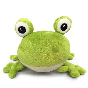 M402 imagen de dibujos animados rana de peluche juguetes suaves con bordado ojos grandes realista verde niño Rana juguetes de peluche