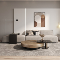 Mesa de Centro de Estilo Italiano de Lujo Ligero para Sala de Estar, Mesa de Té Redonda Creativa de Vidrio Combinado