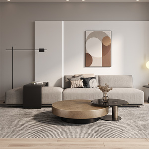 Tavolino da Caffè di Lusso <span class=keywords><strong>in</strong></span> Stile Italiano per Soggiorno, Creativo <span class=keywords><strong>Tavolo</strong></span> da Tè Rotondo <span class=keywords><strong>in</strong></span> <span class=keywords><strong>Vetro</strong></span> Combinato - Product Image 3