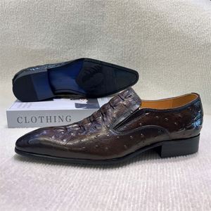 Mocassins pour hommes en cuir véritable à bout pointu, couleur unie, chaussures habillées de bureau et de carrière, toutes saisons, semelle extérieure en caoutchouc - Product Image 6