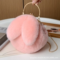 Sac bandoulière en velours peluche lapin pour bébés 0-24 mois, nouvelle collection automne/hiver, sac à main à chaîne avec oreilles mignonnes