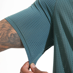 Camiseta Deportiva de Manga Corta para Hombre, de Malla Transpirable, de Secado Rápido, Ajustada, Lisa, con Estampado Personalizado OEM, 88% Nailon, 12% Elastano - Product Image 2