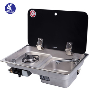 Estufa de gas RV Accesorios RV con cubierta de vidrio Estufa de gas para yate con fregadero derecho - Product Image 1