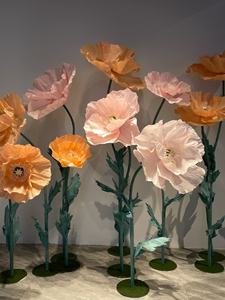 J-049 bon prix papier coquelicot fleur géante fleur colorée <span class=keywords><strong>fleuriste</strong></span> conception pour mariage toile de fond photographie accessoires - Product Image 5