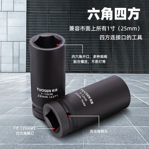 Clé à douille Tuosen 1 pouce 25 mm à embout hexagonal pour réparation automobile et outils de pneus - Product Image 1