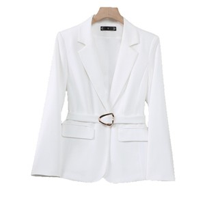 Black Fitted Waist Slim Blazer For Women With Belt Professional Wear Commute Style - Product Image 5