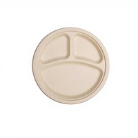 Vaisselle jetable en bagasse de canne à sucre, assiette à 3 compartiments, biodégradable, pulpe de bagasse, papier, assiette en bagasse