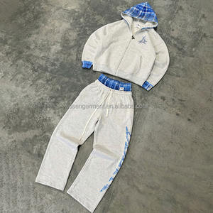 Ensemble de survêtement réversible zippé camouflage, comprenant un sweat à capuche court oversize imprimé et un pantalon de <span class=keywords><strong>jogging</strong></span> à double taille, personnalisable avec logo - Product Image 2