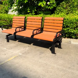 商业家具公园室外流行的长塑料木长凳HDPE铸铁花园长凳