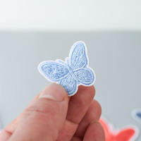 Patch Bordir Komputer Kupu-kupu Sederhana dan Segar, Patch Kain Berbagai Warna Macaron, Ukuran Berbeda untuk Dekorasi DIY Pakaian
