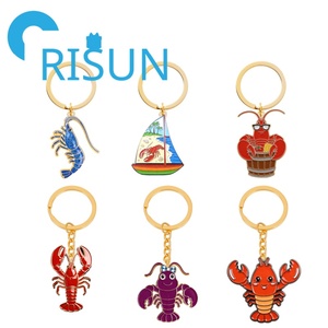 Porte-clés en métal personnalisé, émail souple ou dur, crevette rouge mignonne, homard, fruits de mer, crevettes, écrevisses, <span class=keywords><strong>néocaridina</strong></span>, vente en gros - Product Image 1