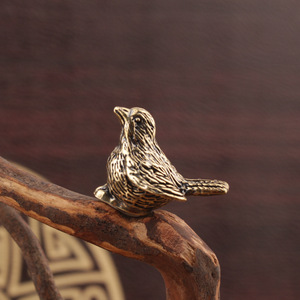 Brass Sparrow Figurine 2Pcs Mini <b>Ornament</b> For Home Decor Living Room Craft Gift - Product Image 3