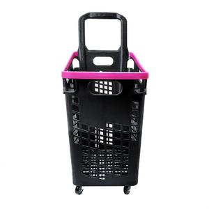 Cesta de Compras con Ruedas, Cesta de Plástico de Buena Calidad, Cesta de Supermercado con Respaldo Alto - Product Image 3