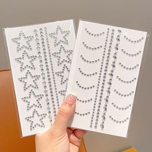 Autocollants temporaires en <span class=keywords><strong>strass</strong></span> autocollants en papier blanc pour le visage, formes étoile et cœur, nouveaux designs - <span class=keywords><strong>Maquillage</strong></span> DIY pour festivals et fêtes - Product Image 1
