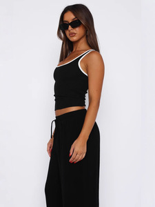 Camiseta sin mangas ajustada de LICRA y poliéster personalizada con cuello en <span class=keywords><strong>U</strong></span> para hacer ejercicio, camiseta sin mangas deportiva de verano para mujer para gimnasio, ropa activa - Product Image 2