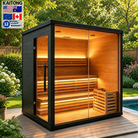 Sauna Exterior Tradicional Kaitong, Pequeña, Eléctrica, de Madera de Cedro Rojo, para 2, 4 o 6 Personas, Tipo Cubo