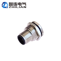 Connecteur circulaire M12 IP67 étanche à 4 broches, code A, mâle, à souder sur panneau, couleur argent, ZLconnector