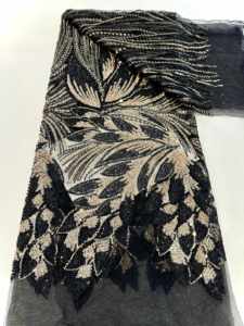 Phi hạt sang trọng lưới vải ren Nigeria vải tuyn <span class=keywords><strong>2025</strong></span> pháp nặng đính cườm Net ren cho phụ nữ Evening Dresses - Product Image 6