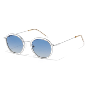 Unisex <b>Round</b> <b>Sunglasses</b> Full Rim Transparent <b>Frame</b> Blue Gradient Lenses Light Weight Casual Adult - Product Image 1