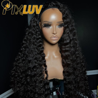 Wig Rambut Keriting Burma Setengah Kepala, Wig Rambut Manusia Keriting Afro, Wig Setengah Kepala Ramah Pemula, Wig Tanpa Lem dengan Tali Serut dan Klip Tanpa Jahitan