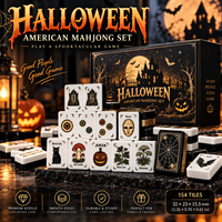 Jeu de Mahjong Gothique Américain d'Halloween, 160 Pions en Acrylique Double Couche, Ensemble de Jeu de Collection Effrayant, Stock Américain en Gros