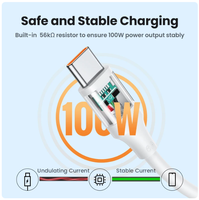Câble USB 2.0 vers Type-C vert, 6A 100W, charge rapide, cordon de données, matériau PVC, pour Android
