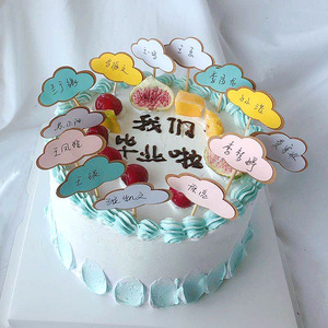 ปลั๊กอินเค้กน้ำผึ้งและรสหวาน กระดาษคราฟท์สองชั้น ท็อปเปอร์รูปเมฆ ของตกแต่งวันเกิด อะคริลิคเขียนชื่อด้วยลายมือ ของตกแต่งเค้ก - Product Image 3