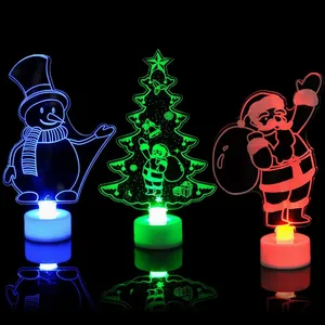 Lâmpada acrílica de led criativa 3d, luz noturna, lâmpada multicolor para mesa, decoração de natal