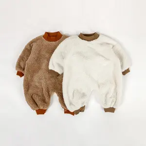 Winter Teddy Baby Stram pler Winter Overall übergroße warme Kinder Stram pler