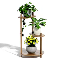 מכירה לוהטת 3 tier צמח מדף פינת מדף תצוגת גבוה במבוק צמח stand עגול