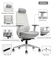 Fauteuil inclinable avec appui-tête réglable et soutien lombaire réglable Fauteuil de bureau ergonomique en maille à dossier haut Fauteuil pivotant pour ordinateur