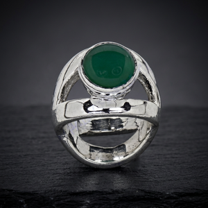 Modern Vintage Cocktail <b>Ring</b> with Round Onyx Stone 925 <b>Silver</b> Plated Geometric Design Unisex Anniversary Fashion Jewelry - Product Image 4